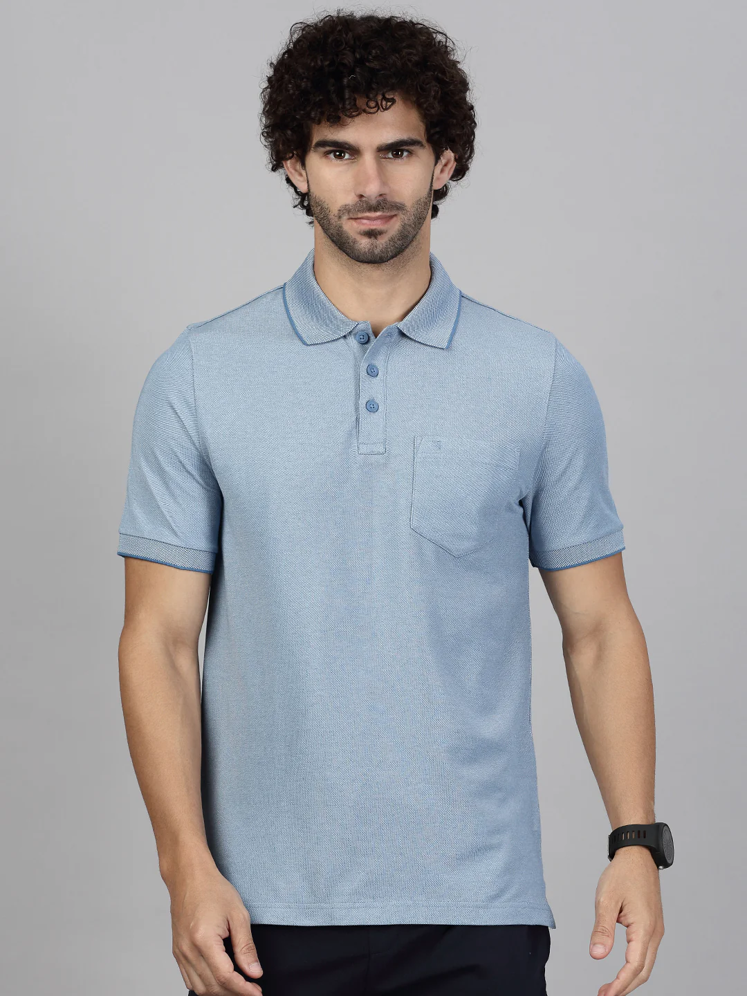 Cotton Rich Pique Polo Denim Blue