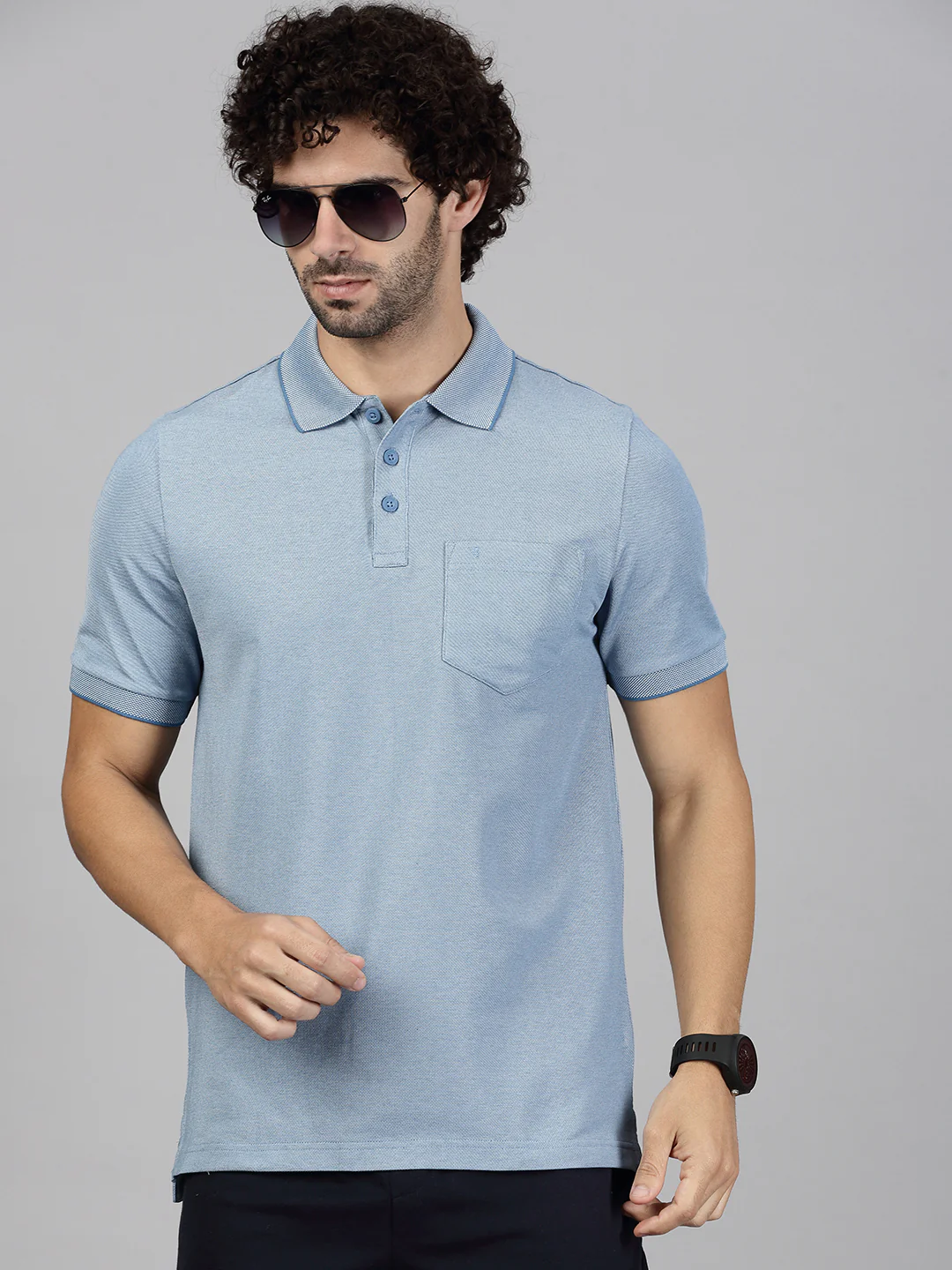 Cotton Rich Pique Polo Denim Blue - Image 2