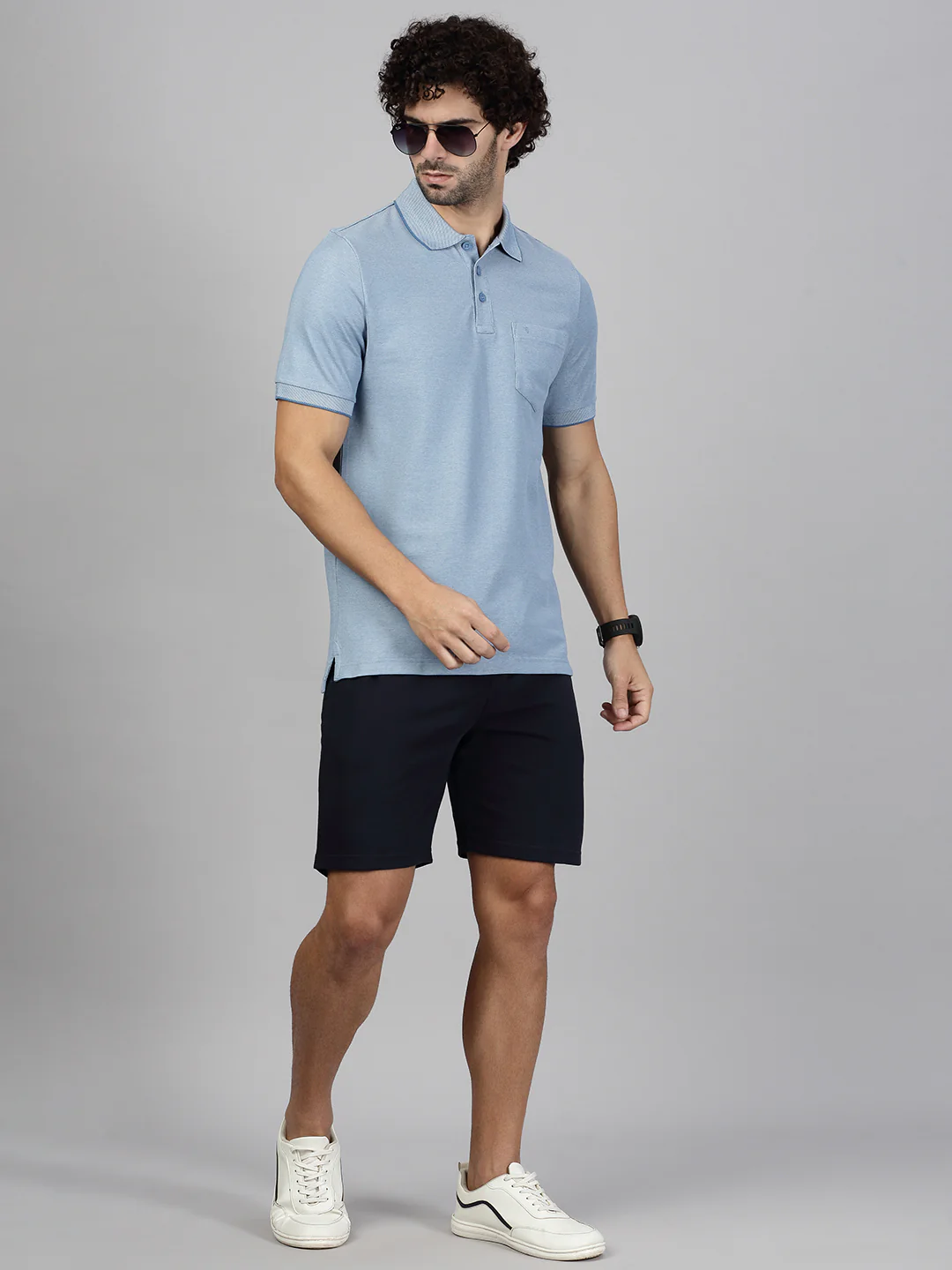 Cotton Rich Pique Polo Denim Blue - Image 3