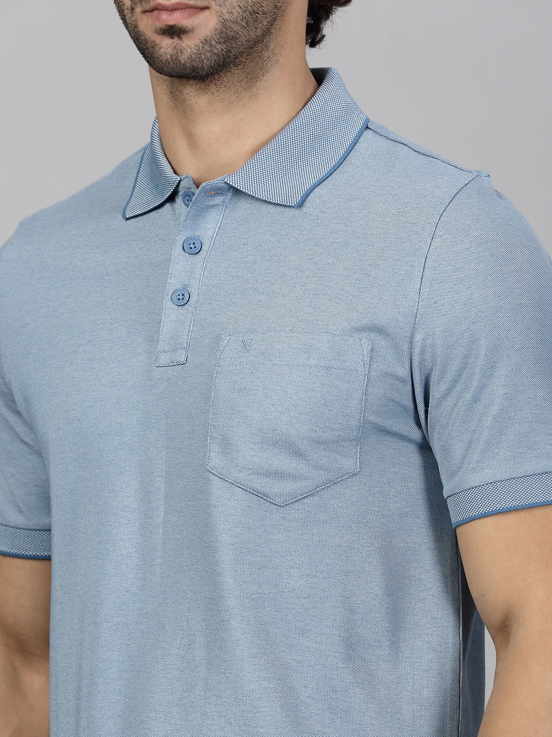 Cotton Rich Pique Polo Denim Blue - Image 5