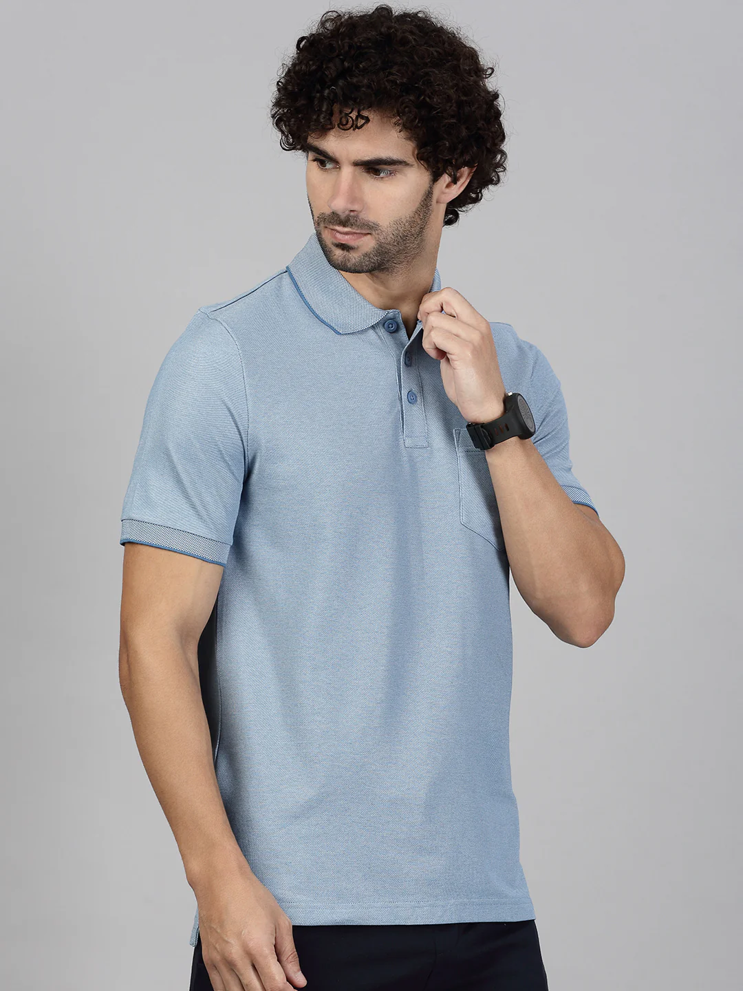 Cotton Rich Pique Polo Denim Blue - Image 6