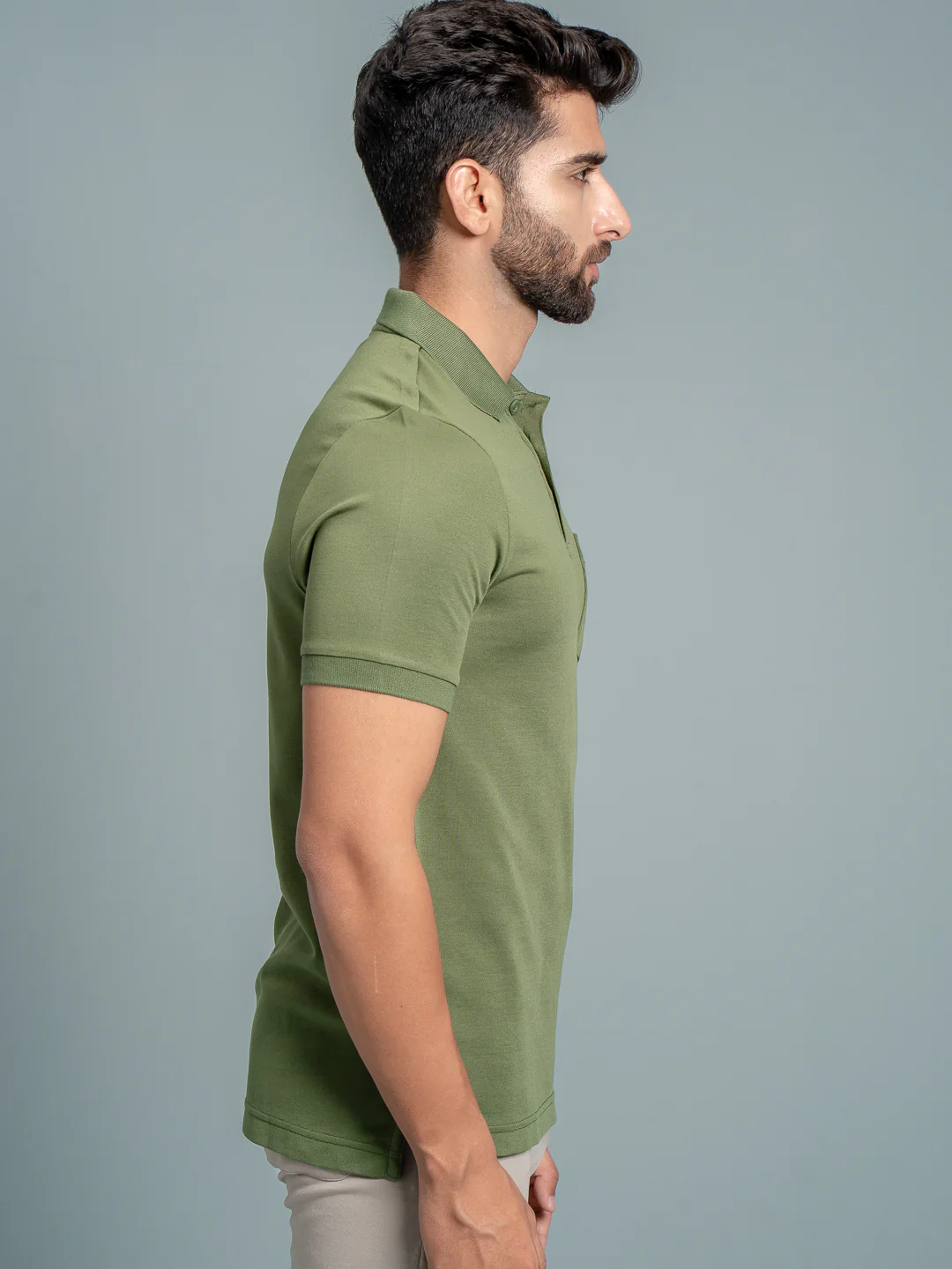 Cotton Rich Pique Polo Green - Image 3