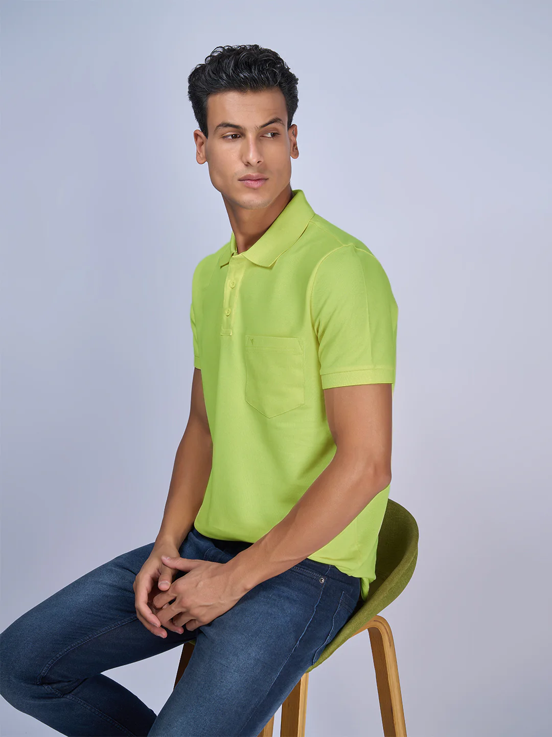 Cotton Rich Pique Polo Green - Image 7