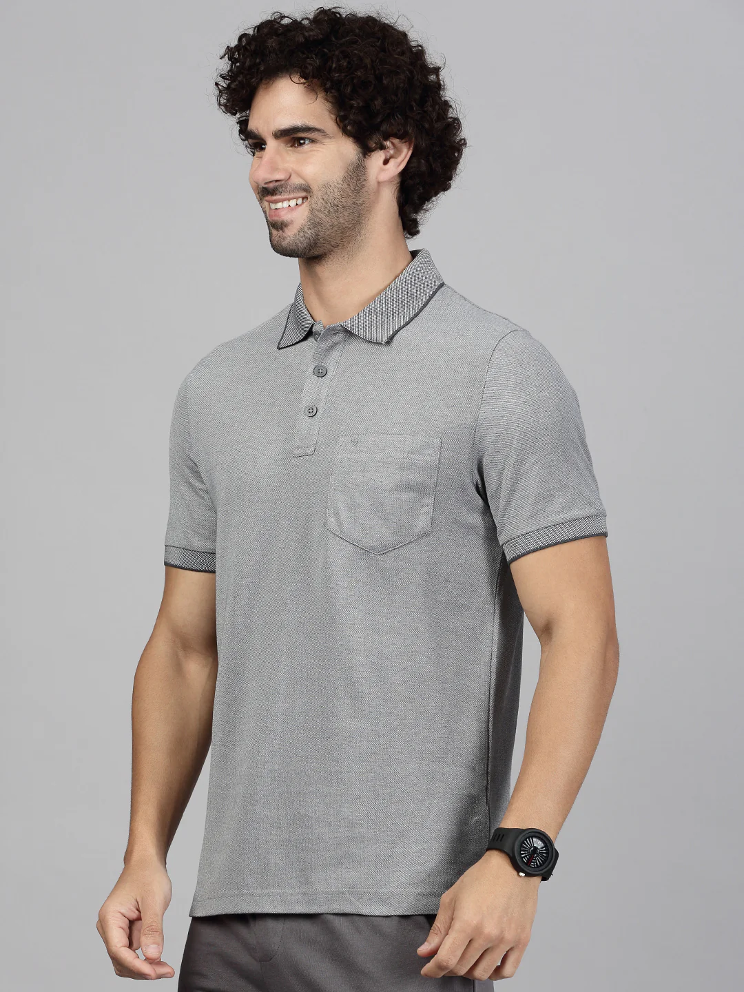 Cotton Rich Pique Polo Heather Grey - Image 6