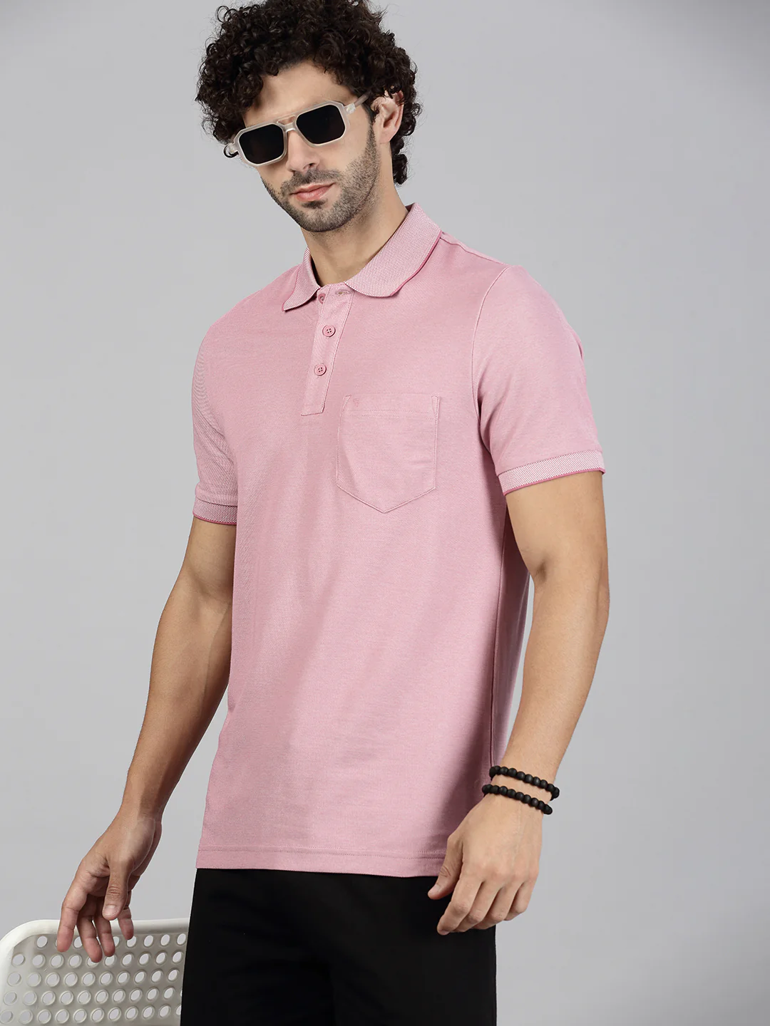 Cotton Rich Pique Polo Heather Rose - Image 2