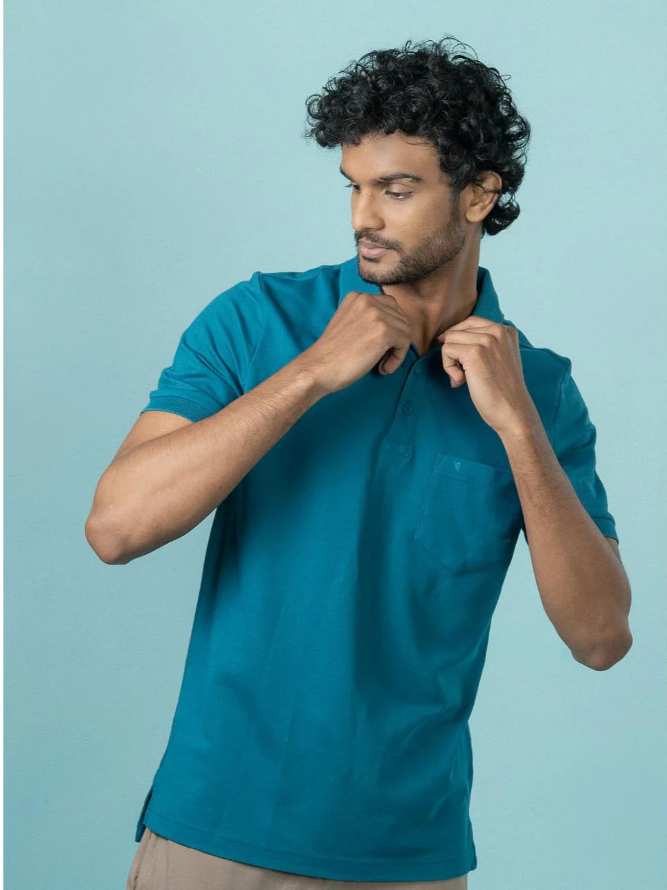 Cotton Rich Pique Polo Lake Blue - Image 2