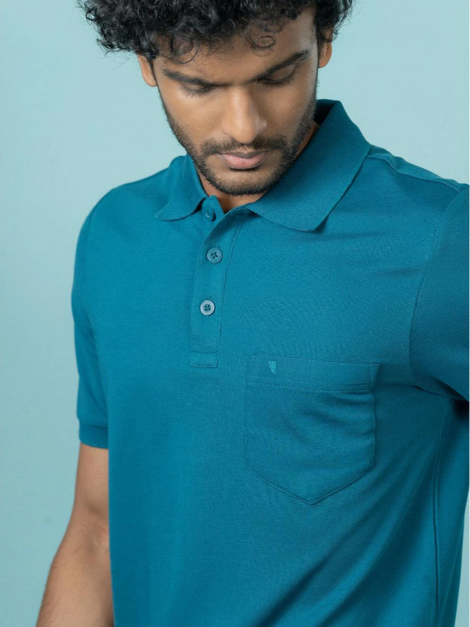 Cotton Rich Pique Polo Lake Blue - Image 3