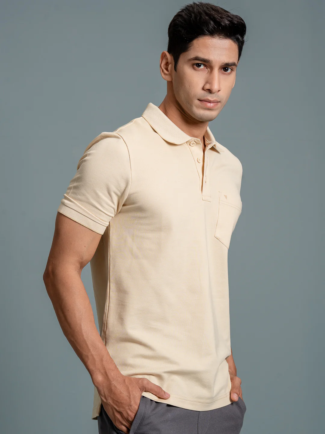 Cotton Rich Pique Polo Light Beige - Image 2