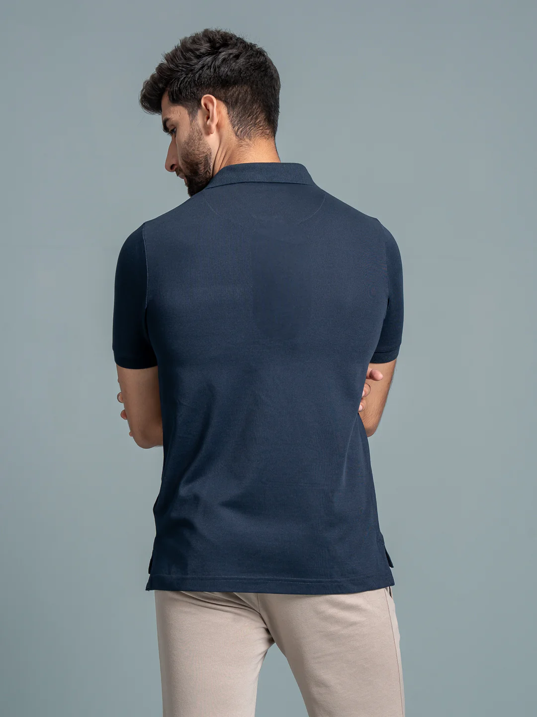 Cotton Rich Pique Polo Navy - Image 5