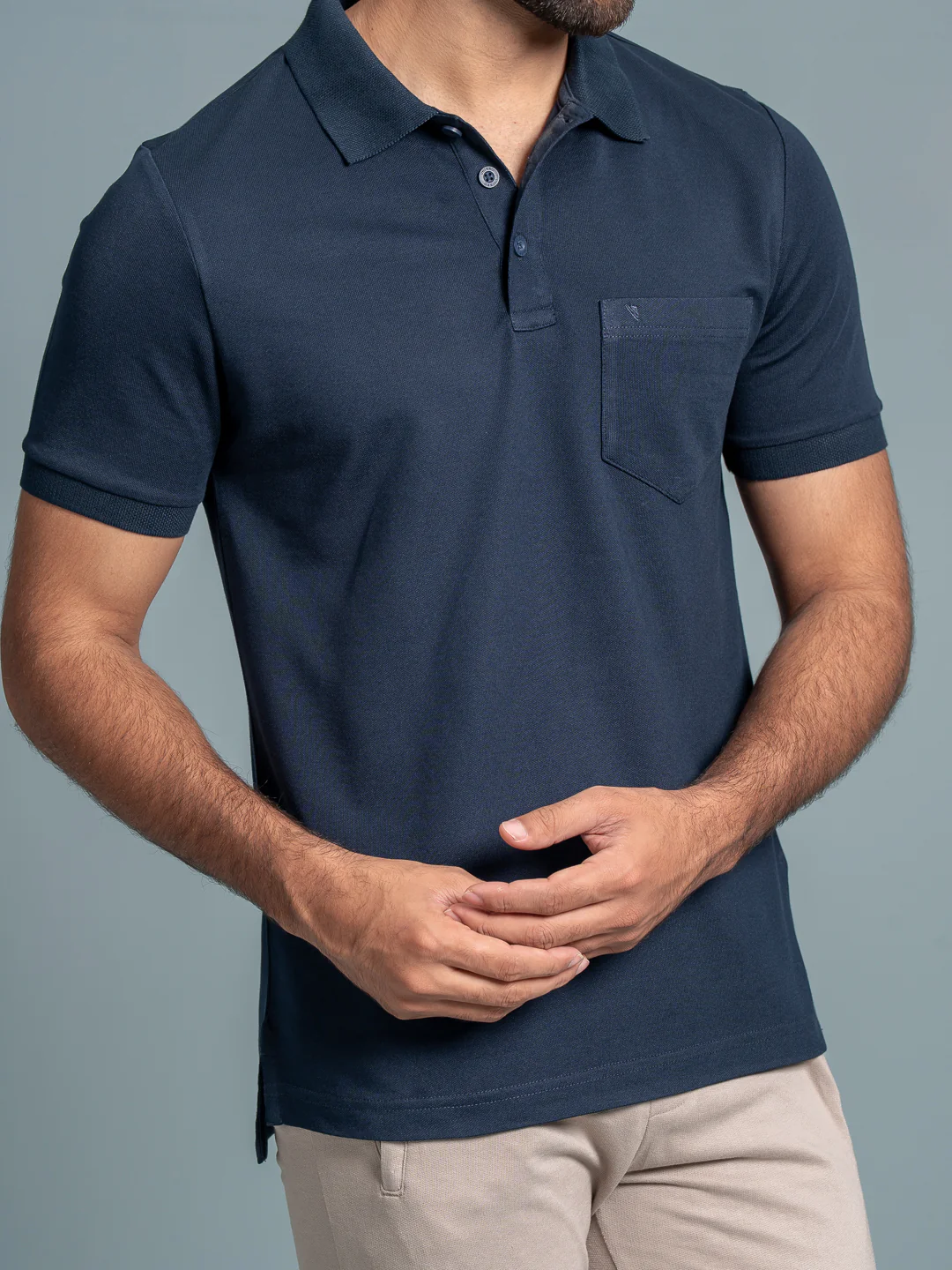 Cotton Rich Pique Polo Navy - Image 6