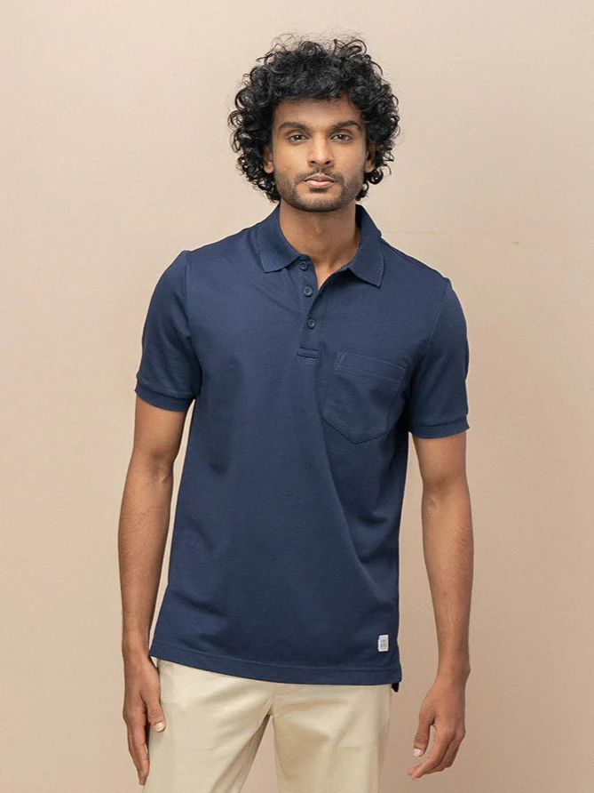 Cotton Rich Pique Polo Navy