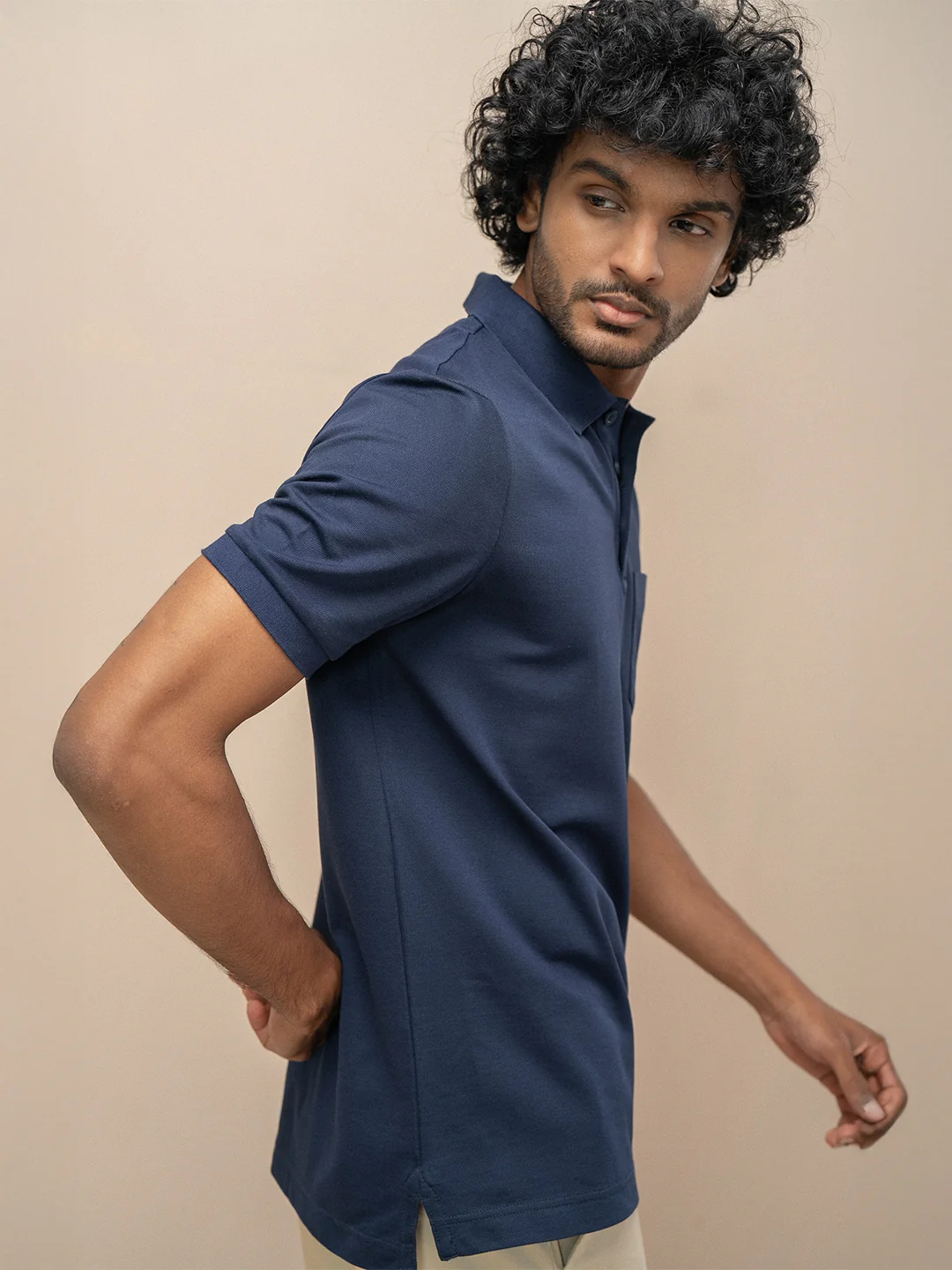 Cotton Rich Pique Polo Navy - Image 2