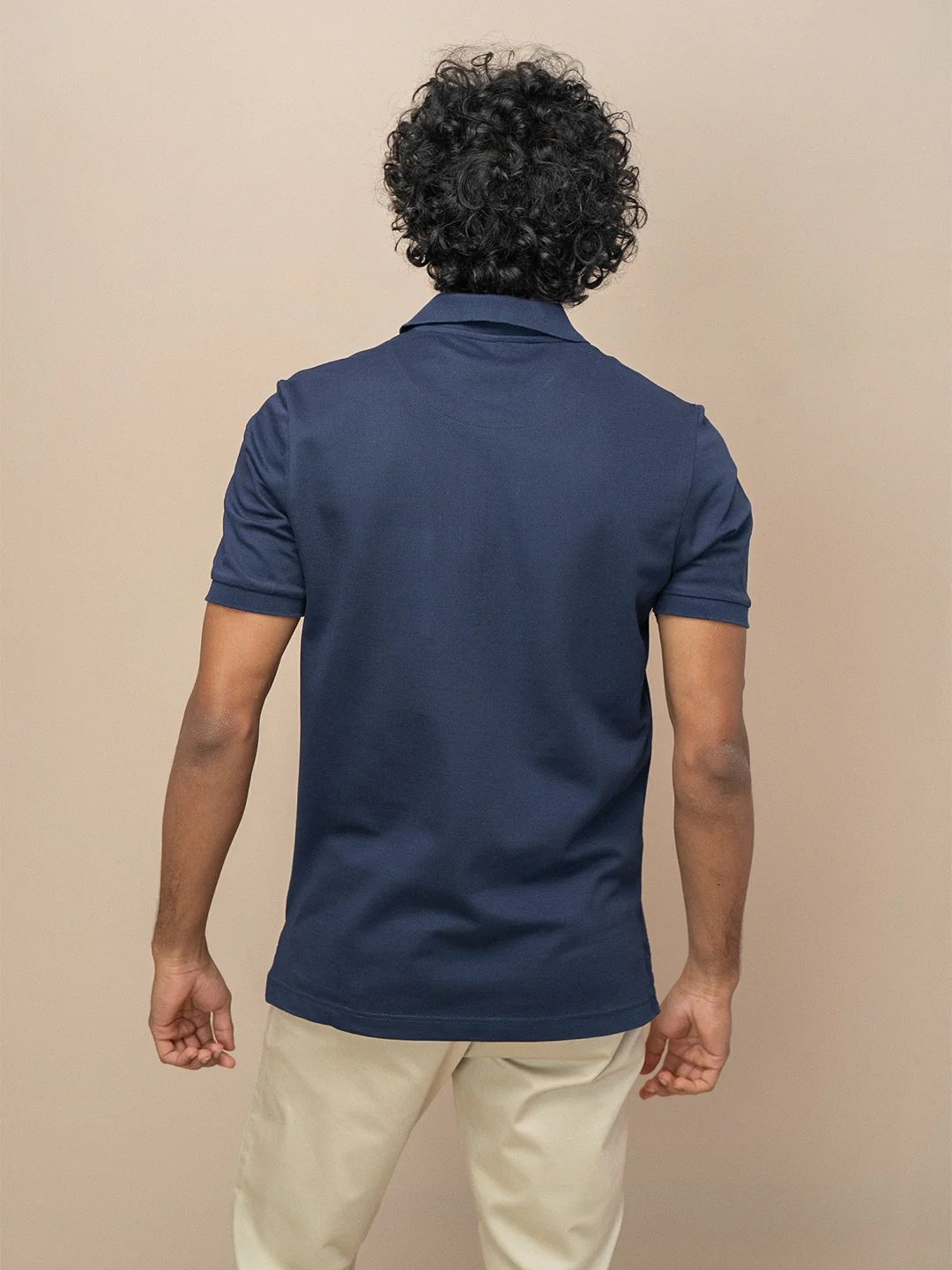 Cotton Rich Pique Polo Navy - Image 3