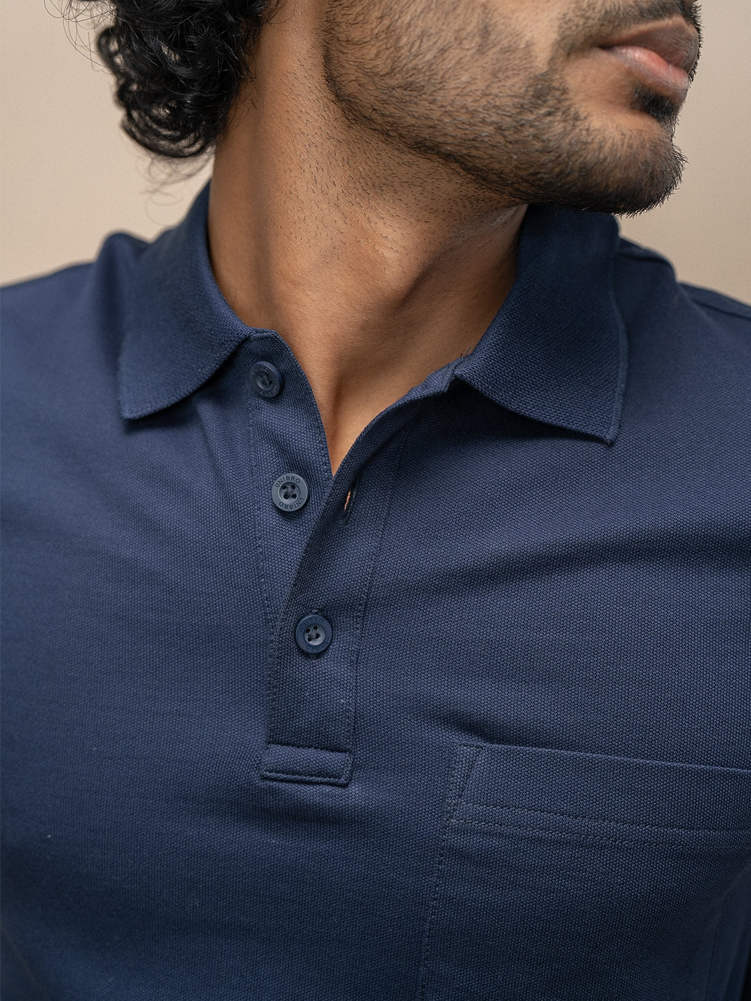 Cotton Rich Pique Polo Navy - Image 5