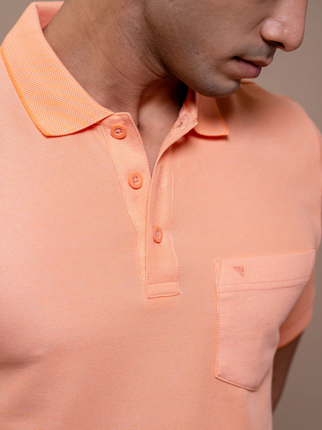 Cotton Rich Pique Polo Orange - Image 4