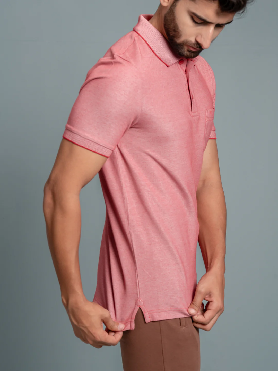 Cotton Rich Pique Polo Red - Image 3