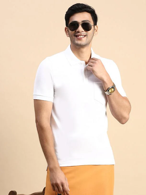 Cotton Rich Pique Polo White
