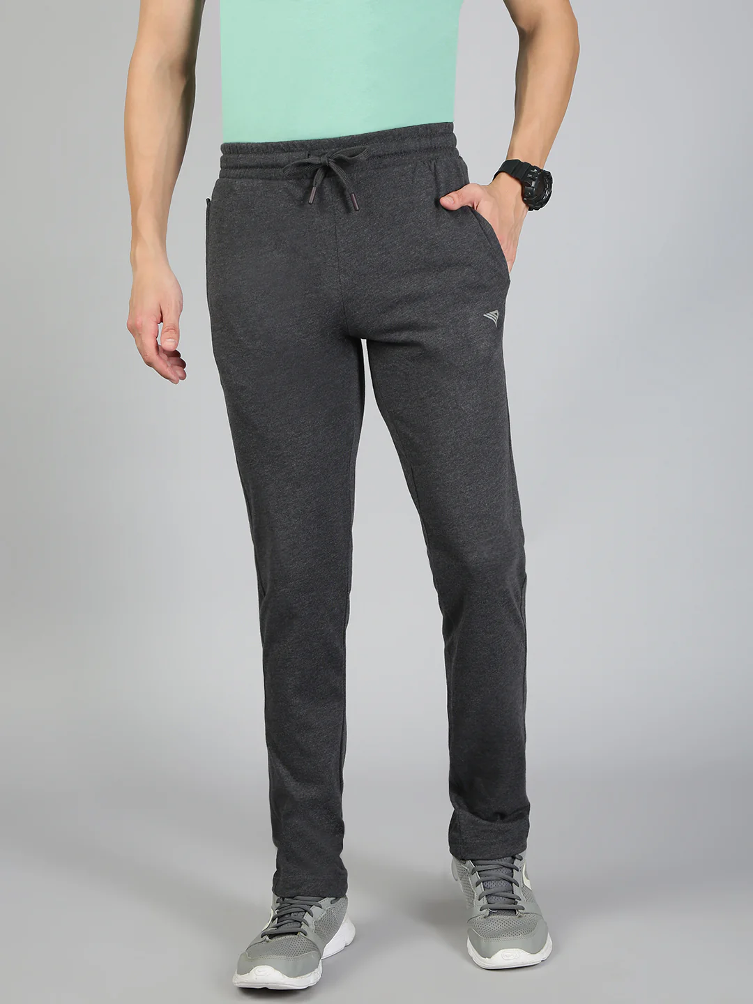 Cotton Rich Regular Fit Track Charcoal Melange