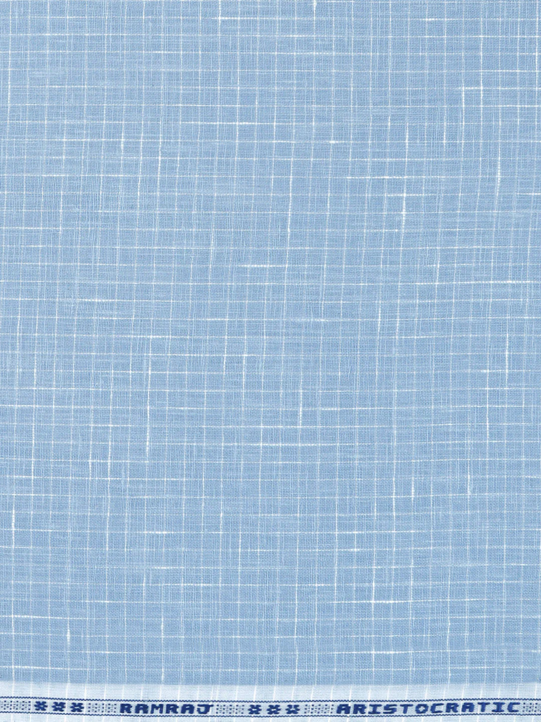 Cotton Rich Self Design Shirt Fabric Blue HI-Tech - Image 3