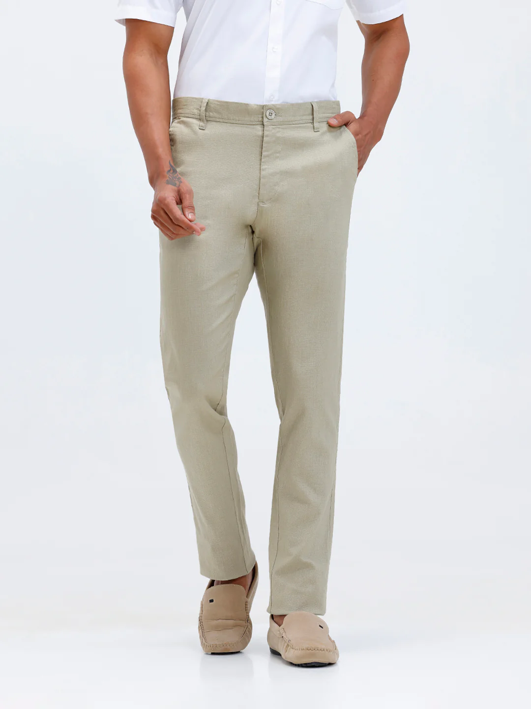 Cotton Rich Shirt and Linen Cotton Light Olive Trousers Combo TR15505 - Image 5