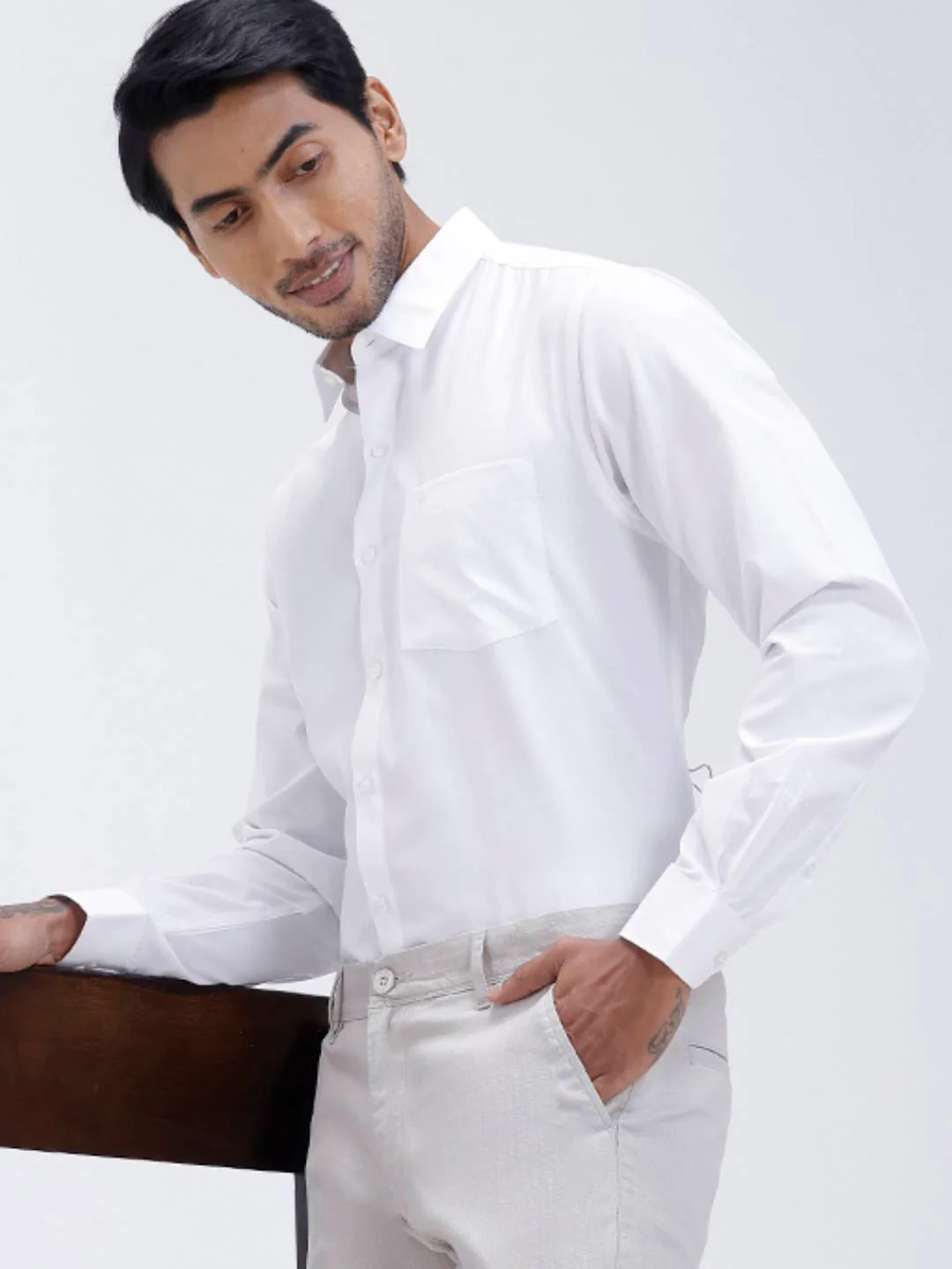 Cotton Rich Shirt and Linen Cotton Off White Trousers Combo TR15503 - Image 3