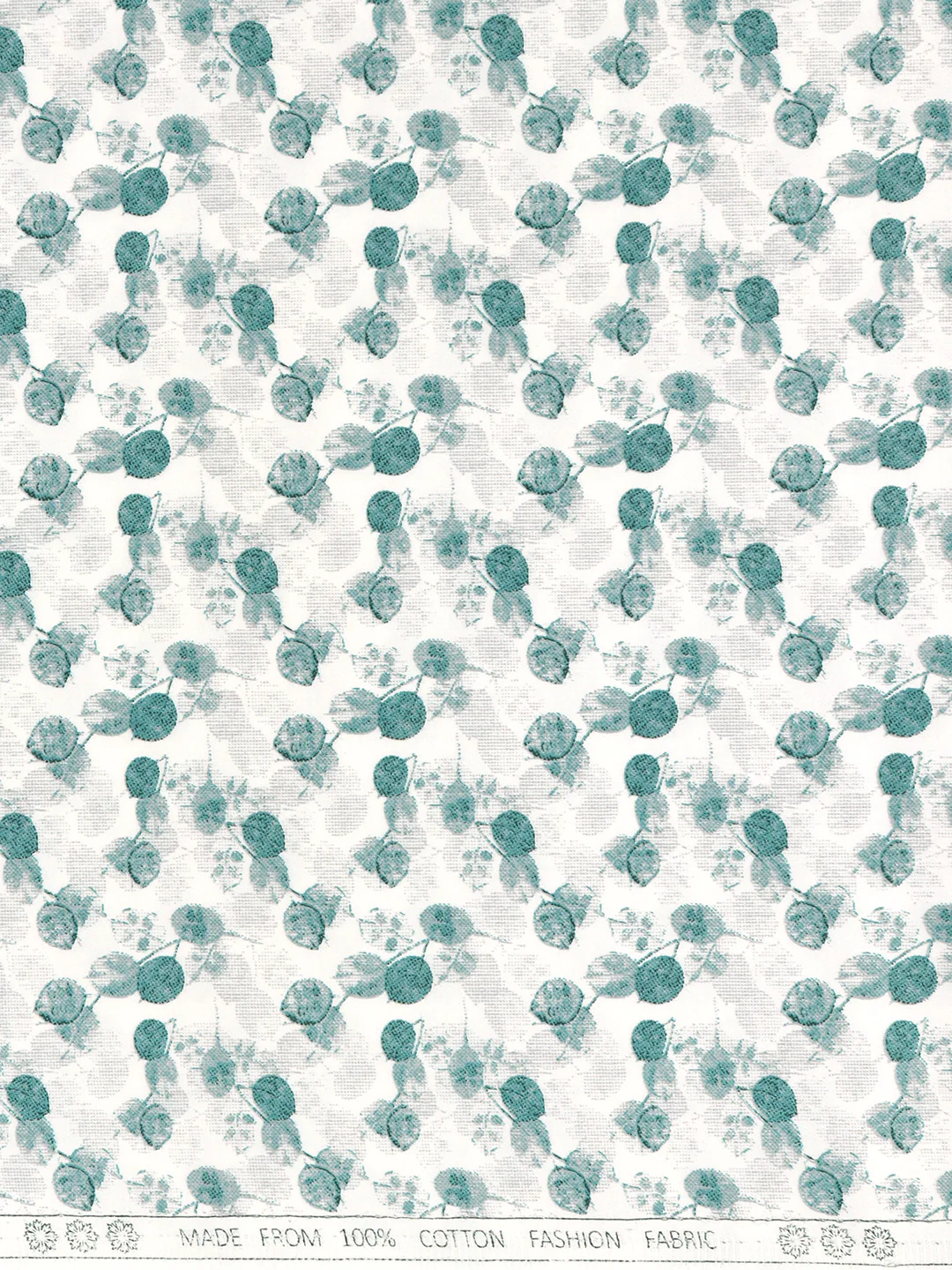 Cotton Rich White with Blue Printed Shirt Fabric Oslo Print - Image 2