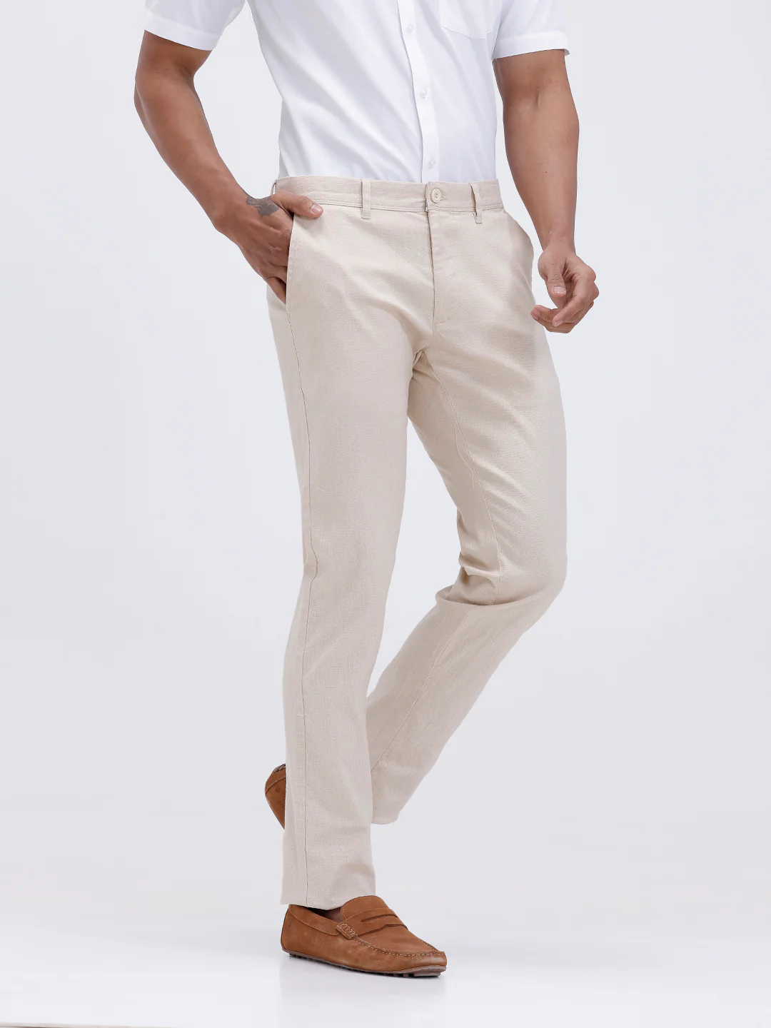 Cotton Shirt and Linen Cotton Beige Trousers Combo TR15501 - Image 5
