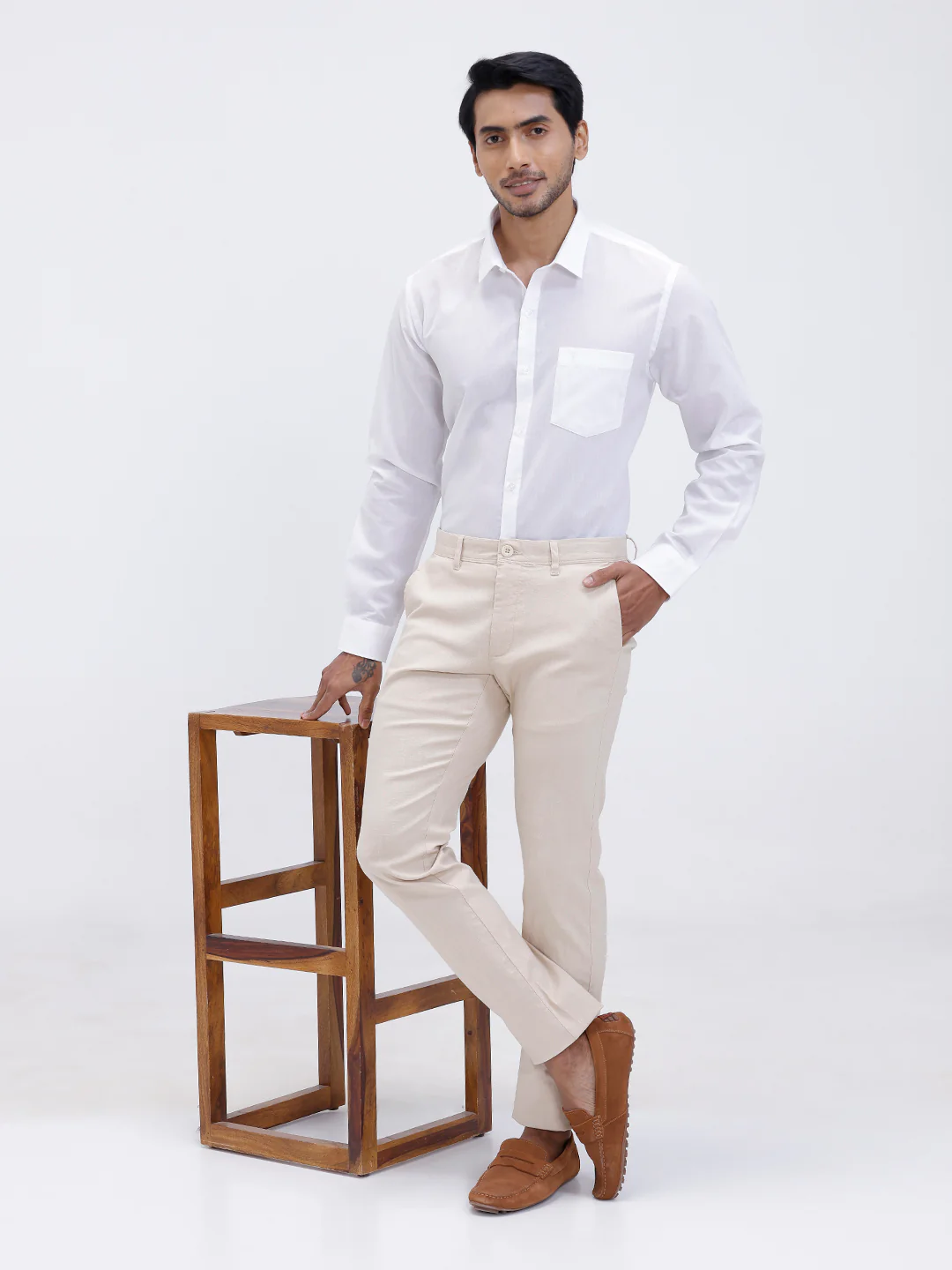 Cotton Shirt and Linen Cotton Beige Trousers Combo TR15501 - Image 8