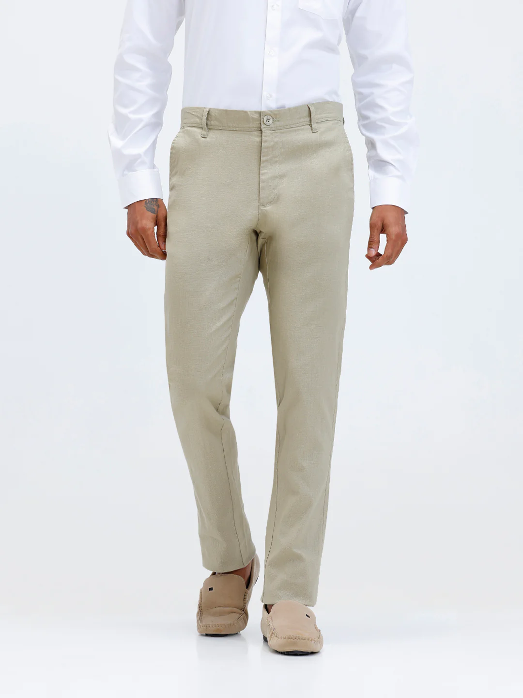 Cotton Shirt and Linen Cotton Light Olive Trousers Combo TR15505 - Image 3