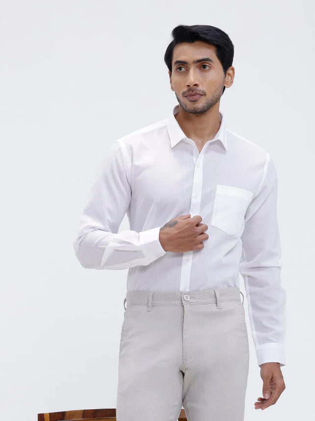 Cotton Shirt and Linen Cotton Off White Trousers Combo TR15503 - Image 3