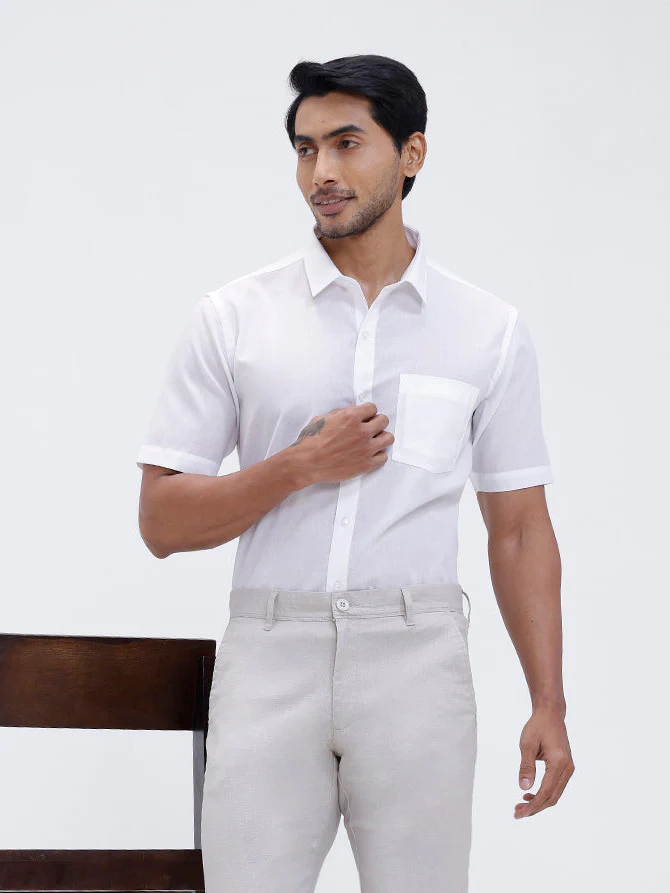 Cotton Shirt and Linen Cotton Off White Trousers Combo TR15503 - Image 4