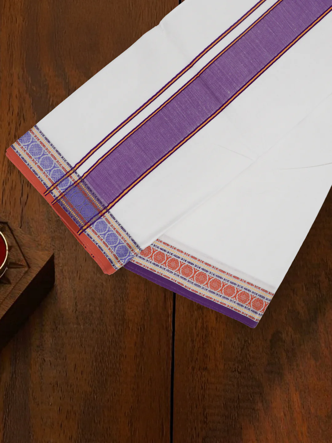 Cotton Violet Fancy Border Panchakacham with Angavasthram Keerthisena (9+5) KS05 - Image 2