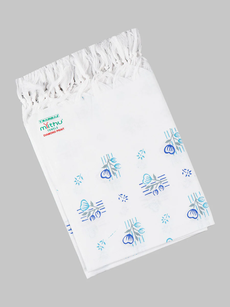 Cotton White Diamond Printed Bath Towel (Pack of 2) - Image 2