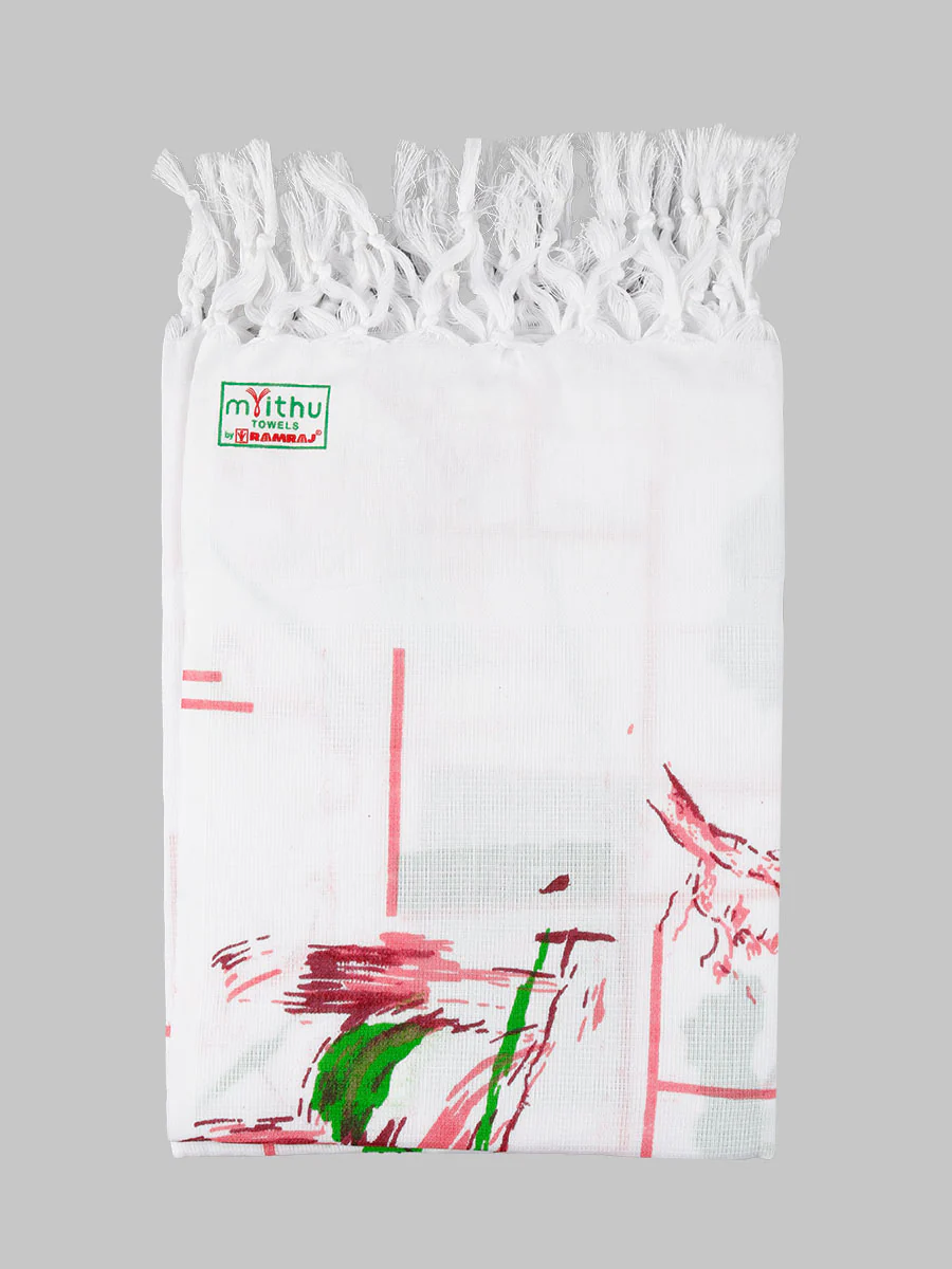 Cotton White Diamond Printed Bath Towel (Pack of 2) - Image 3