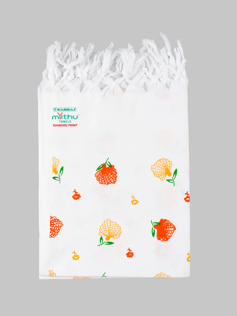 Cotton White Diamond Printed Bath Towel (Pack of 2) - Image 5