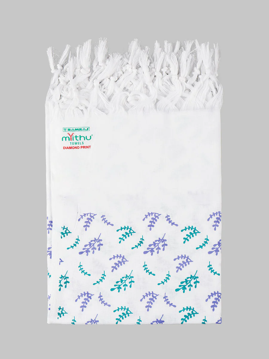 Cotton White Diamond Printed Bath Towel (Pack of 2) - Image 6
