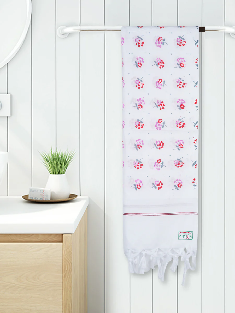 Cotton White Diamond Printed Bath Towel (Pack of 2) - Image 7