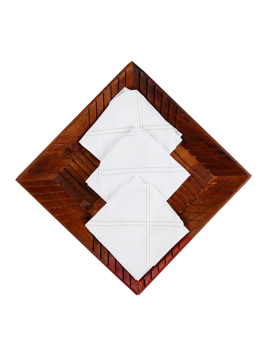 Cotton White Hand Kerchief 2700 (3 in 1)