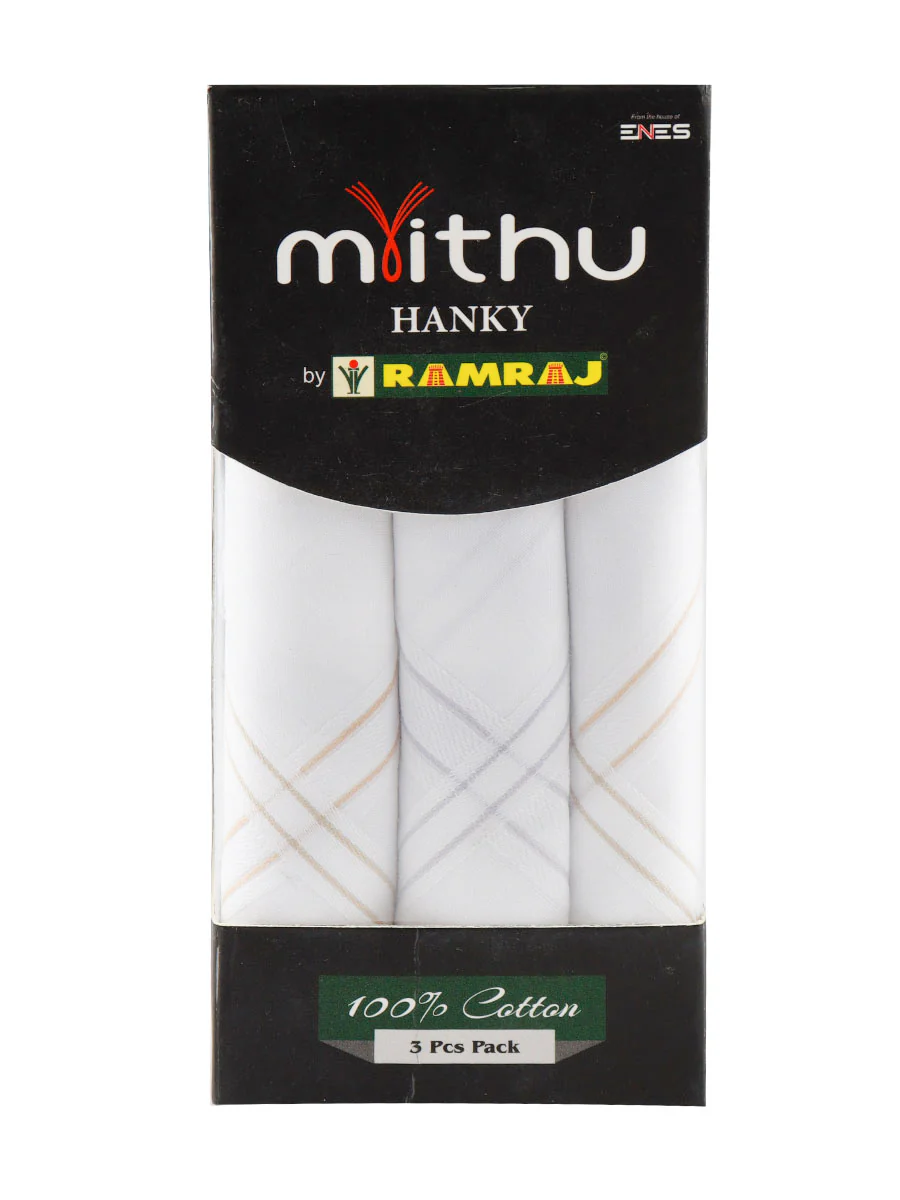 Cotton White Hand Kerchief 2700 (3 in 1) - Image 4