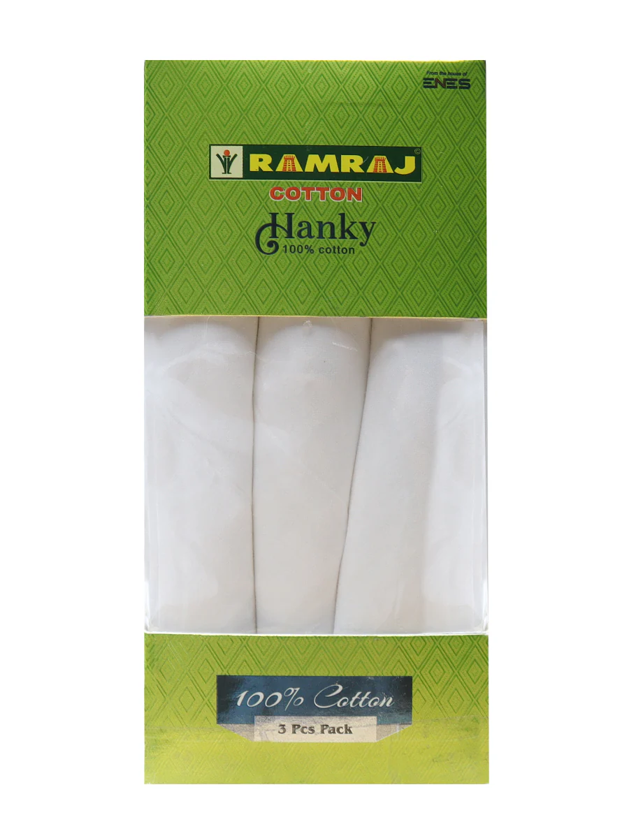 Cotton White Hand Kerchief (3 in 1) - Image 2