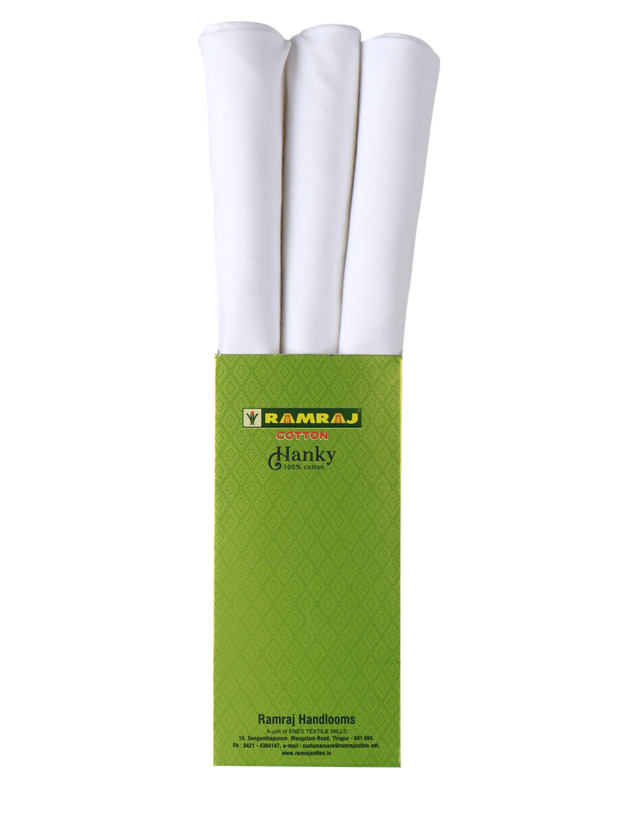 Cotton White Hand Kerchief (3 in 1) - Image 4