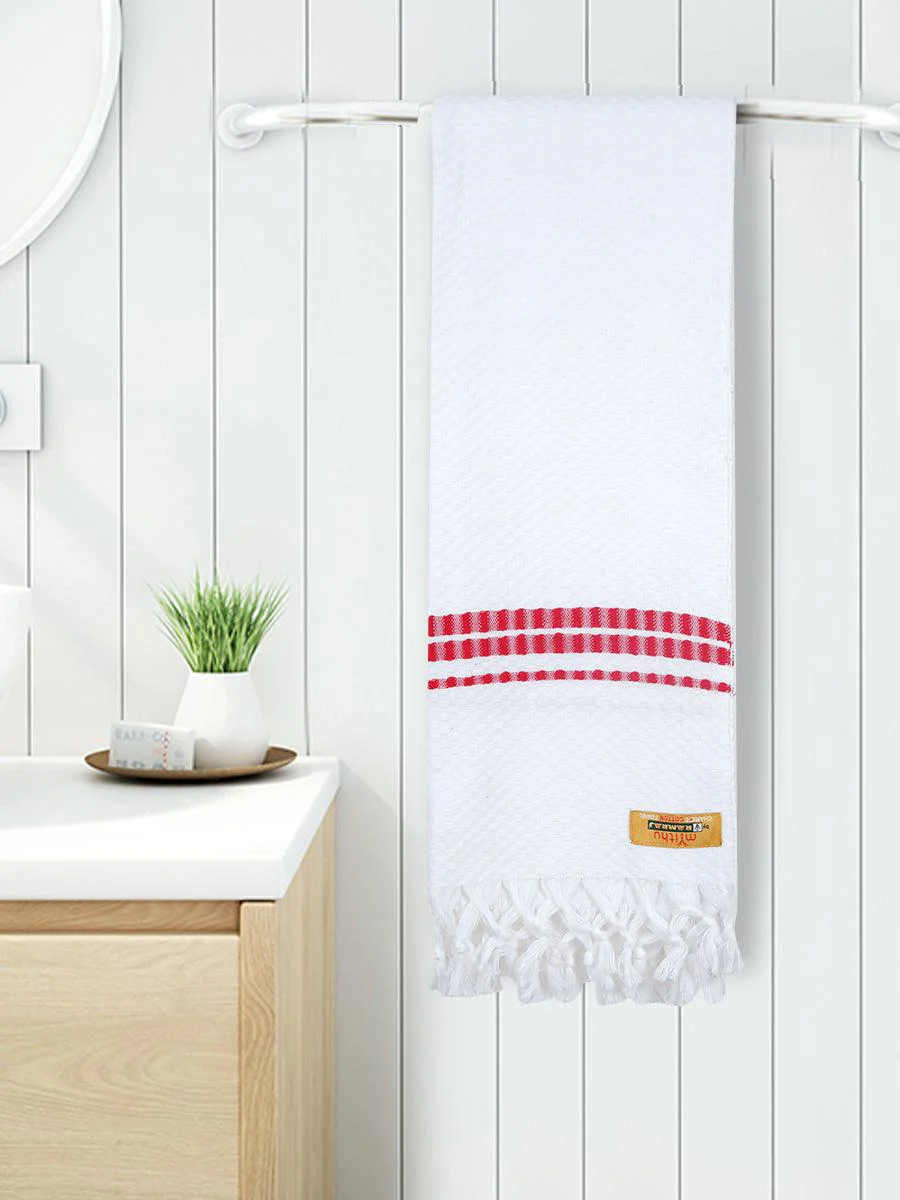 Cotton White with Assorted Border Bath Towel Chariot Pack of 2 - Image 10
