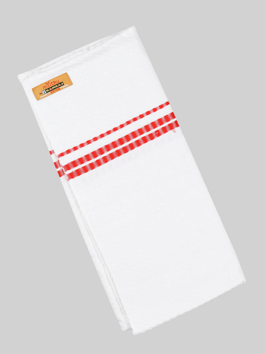 Cotton White with Assorted Border Bath Towel Chariot Pack of 2 - Image 2