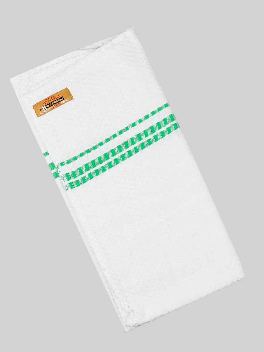 Cotton White with Assorted Border Bath Towel Chariot Pack of 2 - Image 4