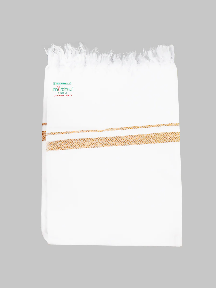 Cotton White with Assorted Border Bath Towel Dholpin - Image 5