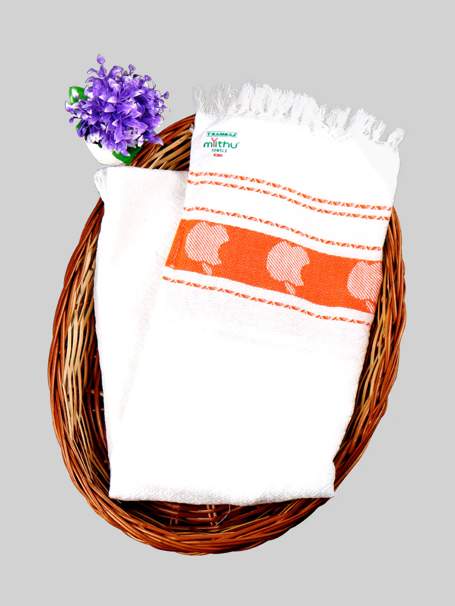 Cotton White with Assorted Border Bath Towel Kiwi - Image 4