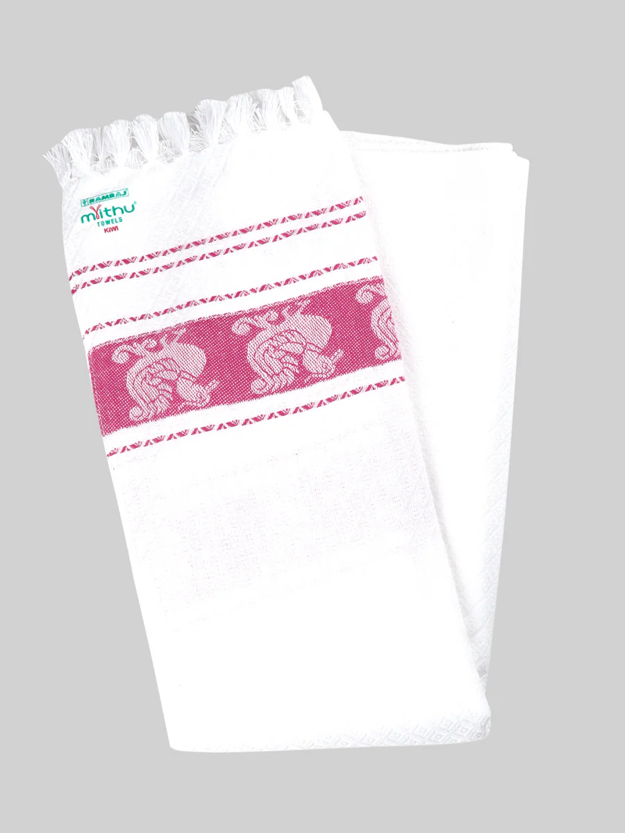 Cotton White with Assorted Border Bath Towel Kiwi - Image 6