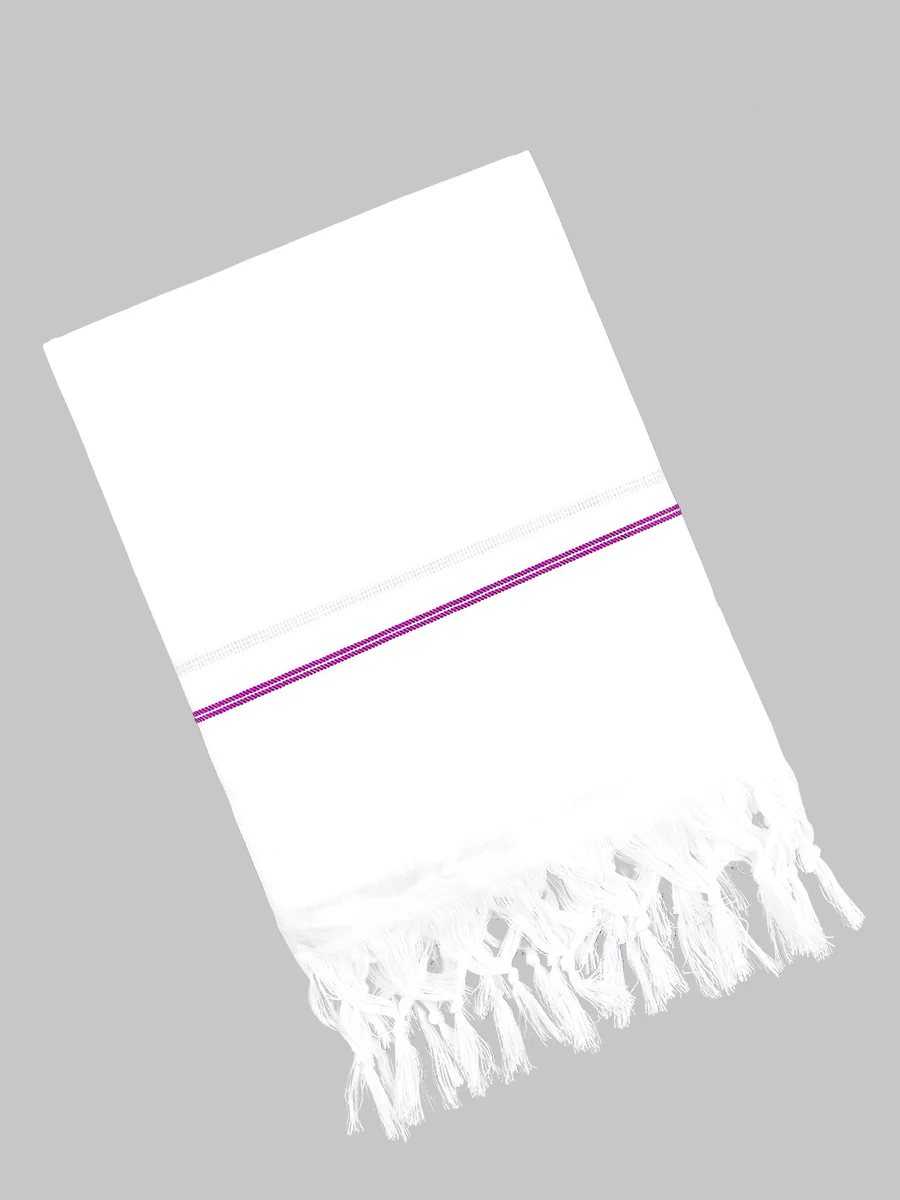 Cotton White with Assorted Border Bath Towel Relaxer (Pack of 2) - Image 5