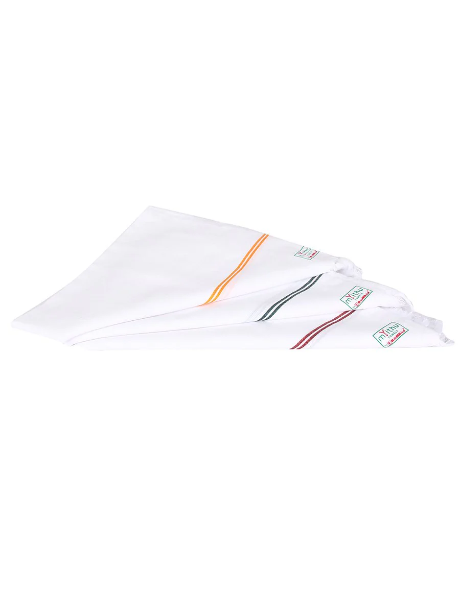 Cotton White with Assorted Border Napkin Towel Special Matty Pack of 6 - Image 2