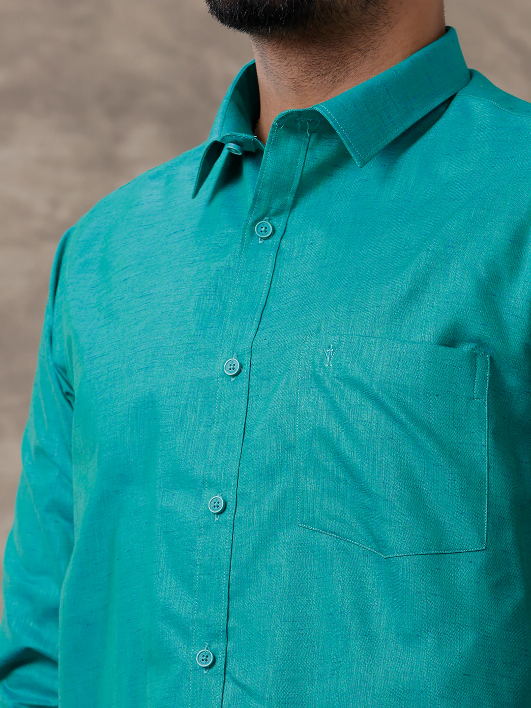 Couple Combo Shirt & Dhoti Set with Saree Green ST297 - Image 8